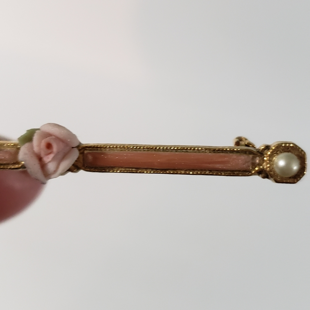 Vintage Bar Style Brooch Pin Rose Victorian Style 80s Replica - Picture 4 of 5